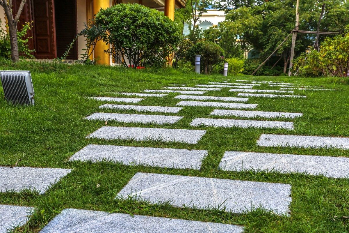Beautifully landscaped garden with green plants